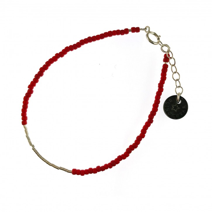 Armband "Line of Mini Beads" Rot