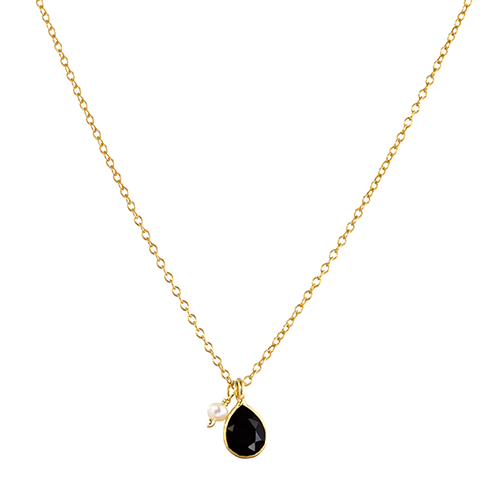 Kette "Drop and Pearl" Onyx