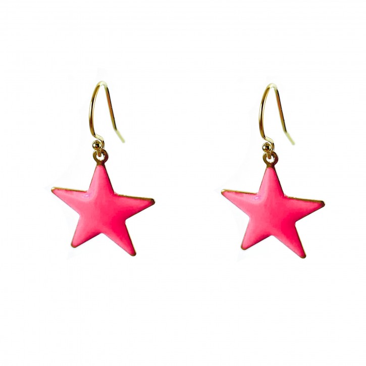Ohrhänger "Enamel Star" Pink