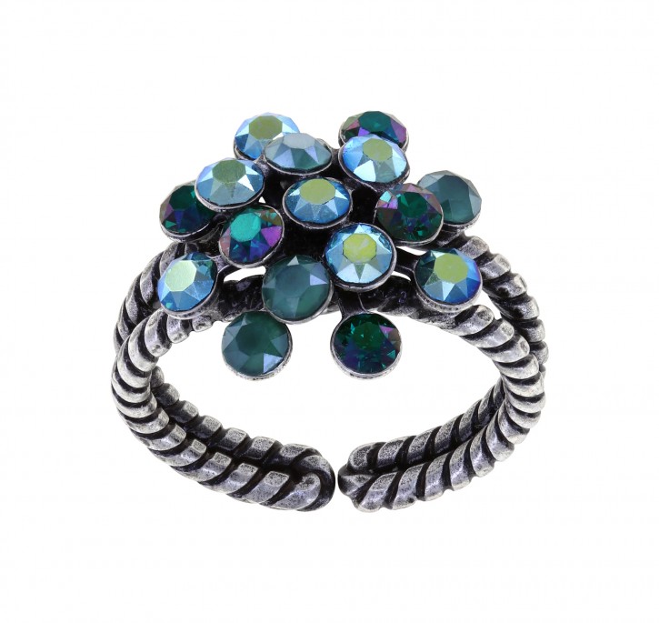 Ring "Magic Fireball" Mini Emerald On Fire Blau-Grün